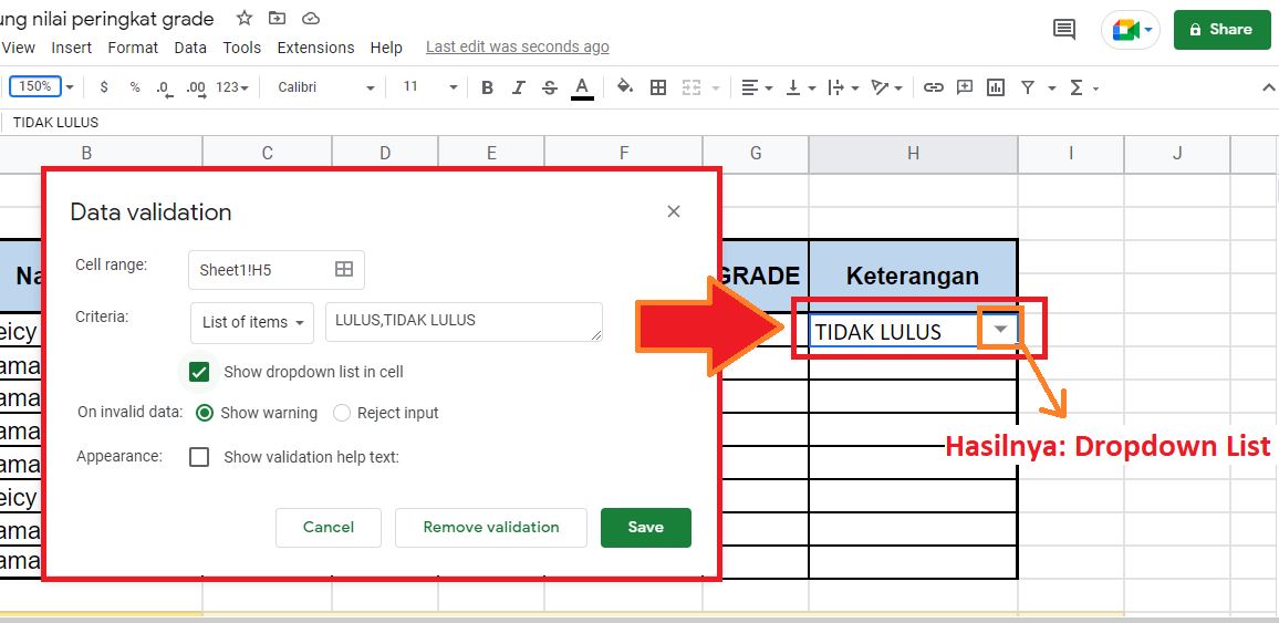 Cara Membuat Pilihan di Google Sheet